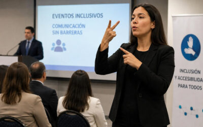 ¿Qué hace un intérprete de lengua de señas en un evento empresarial?